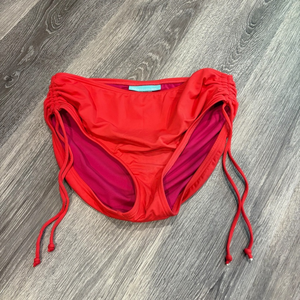 Beach House Red Ruched Bikini Bottom Size S